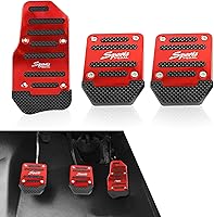 Neferta Red Anti-Slip Alloy Pedal Covers Kit: 3PCS Throttle Brake Clutch for Manual Transmission Cars