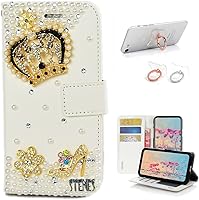 Vista 14 de STENES Bling - Funda tipo cartera compatible con iPod Touch 5 y iPod Touch 6, elegante funda de piel con diseño de lazo hecho a mano en 3D con Negro