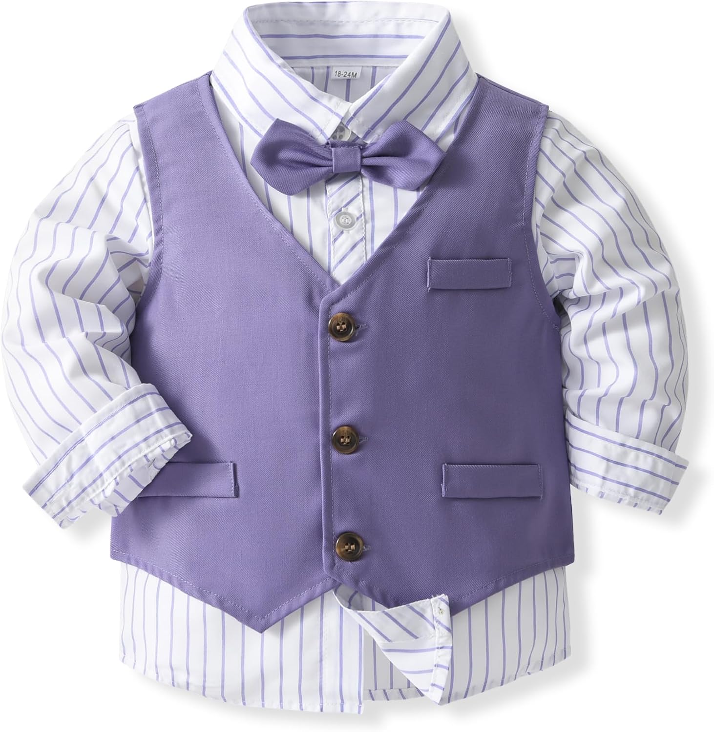Baby Boys Gentleman Formal Suit Set with Vest, Pant, Shirt, and Bow Tie, Weding 4Pcs Outfit (US, Age, 4 Years, Style 6)