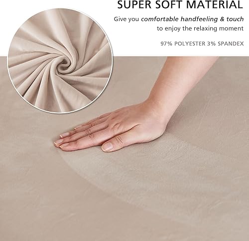 Miniatura 2 de NICEEC Funda para sillón súper suave, 1 pieza, color beige, rosa, funda elástica universal de elastano para sala de estar, fácil ajuste, lavable,