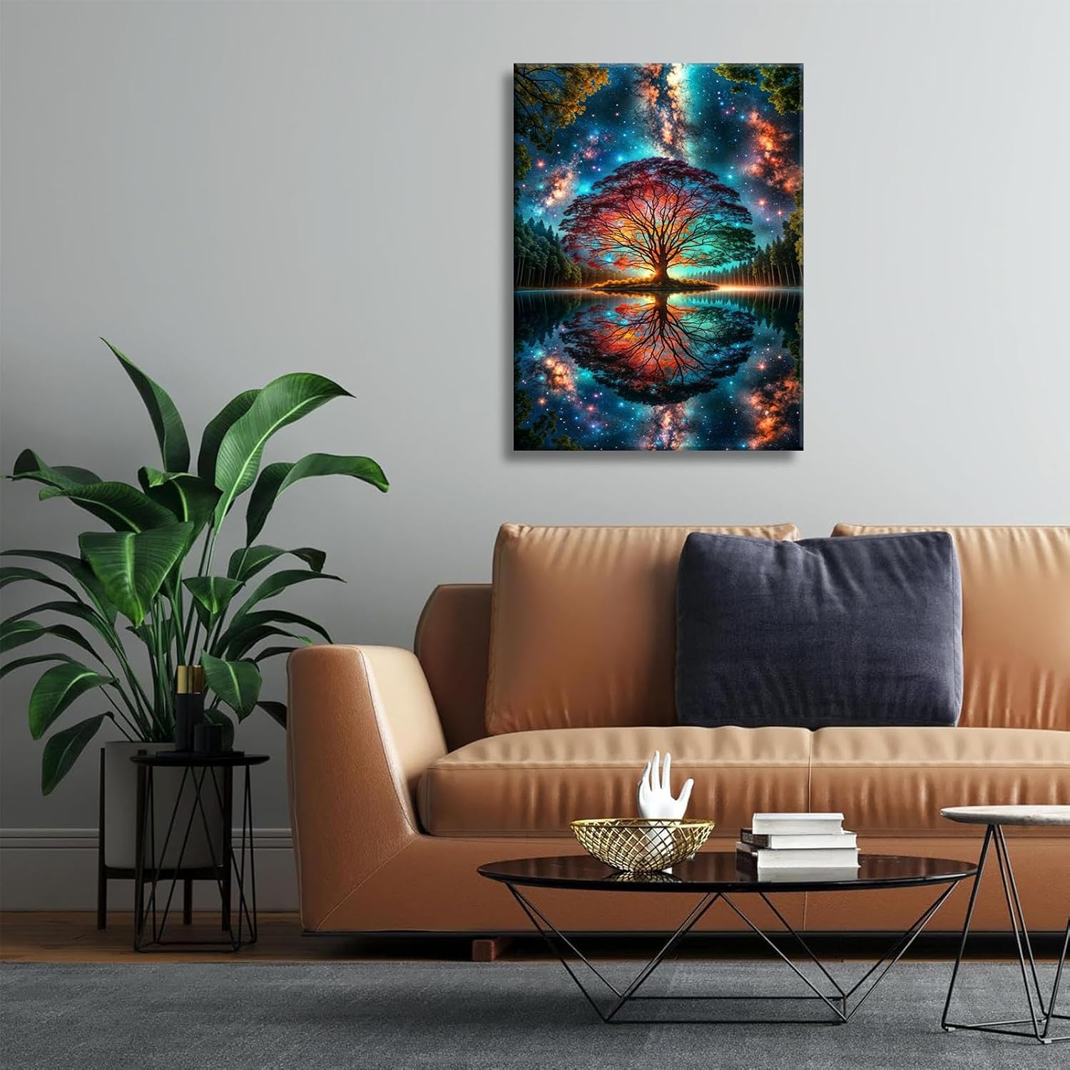 Tree of Life Canvas Wall Art Starry sky reflection Pictures Wall Decor Modern Abstract Poster Print Artwork for Living Room Yoga Room Hotel Bedroom Home Decoration 16x24in