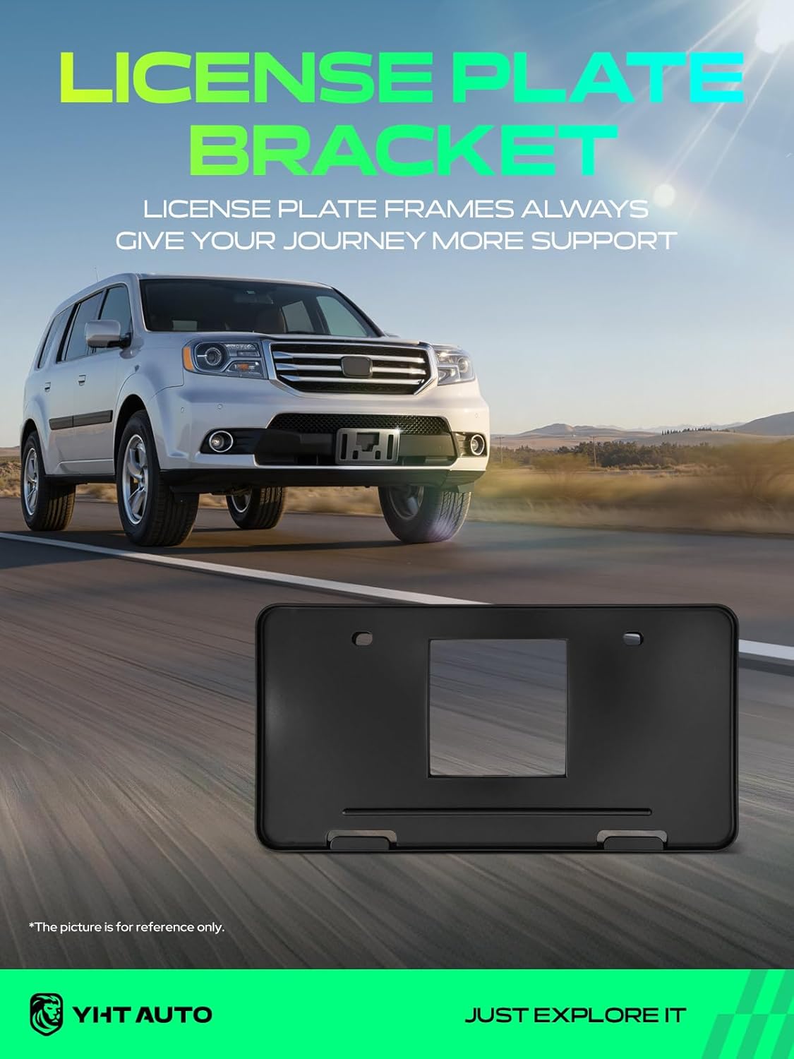 YHTAUTO Front License Plate Bracket w/o Screws Compatible with Toyota Sienna 2011-2017, Black Bumper License Plate Frame, No Drill Licence Plate Holder