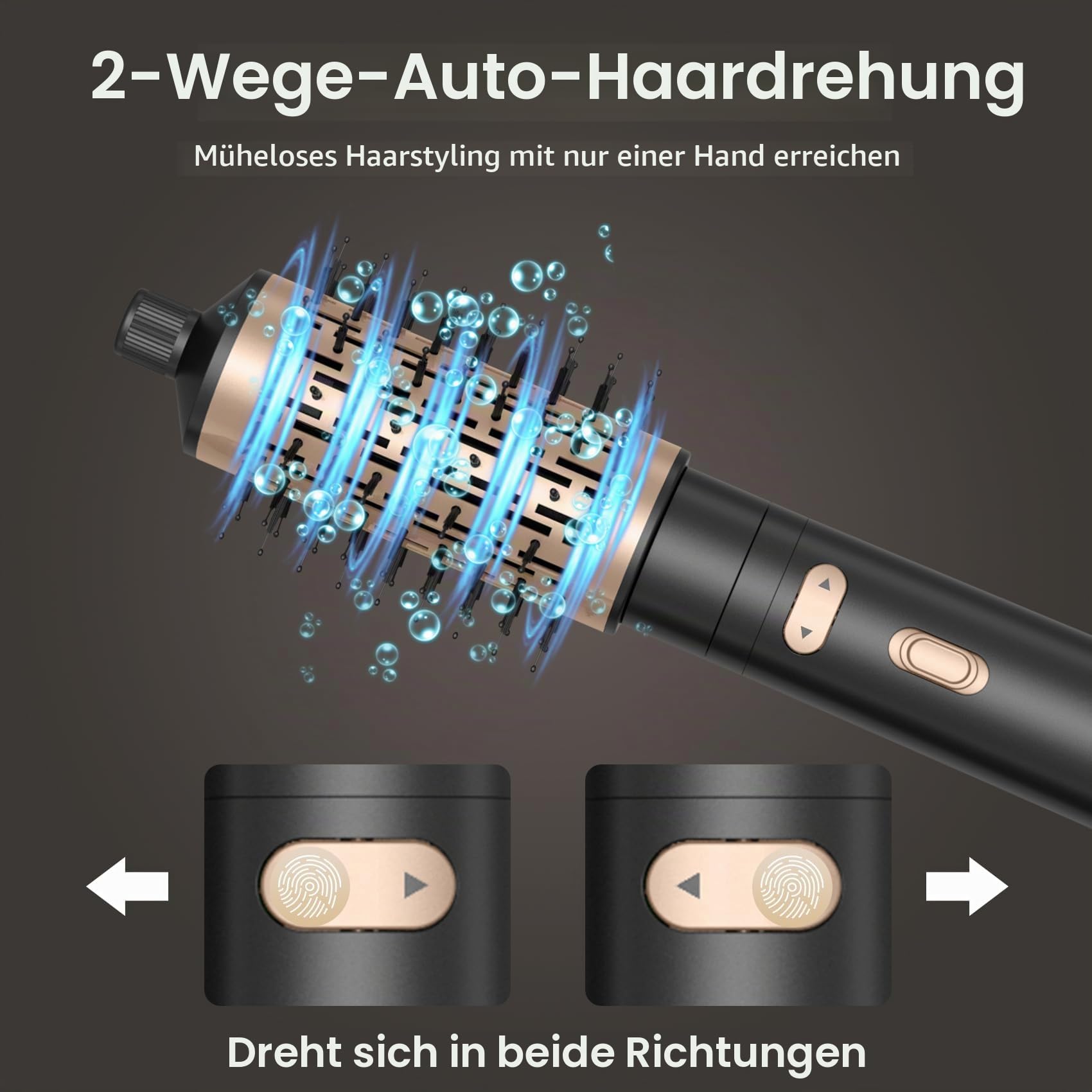 3 in 1 Rotierende Warmluftbürste Rundbürstenföhn Automatischer Lockenstab große Locken 38MM/50MM, Negative Ionen Föhnbürste für Lockig/flauschig/glatt/föhnen
