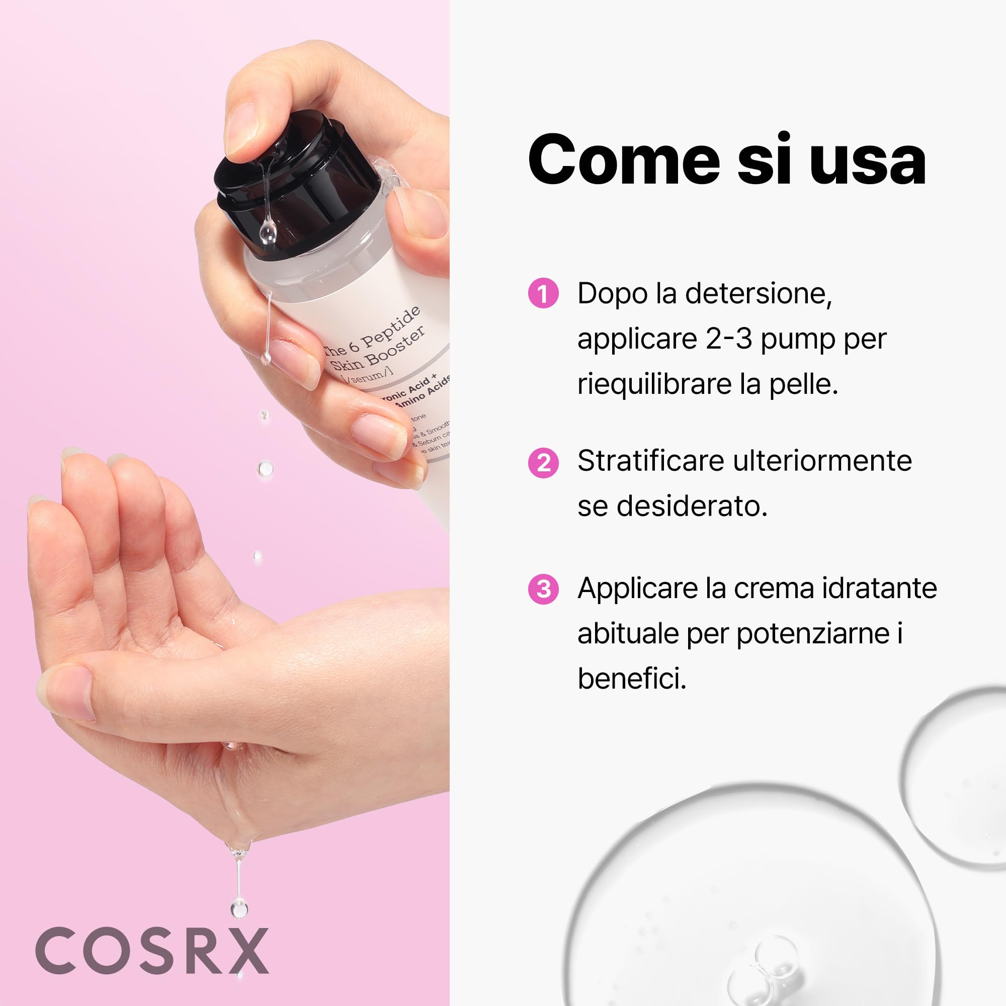 COSRX 6 peptidi collagene siero viso e tonico per il rinnovamento della pelle e rassodante con niacinamide e acido ialuronico, migliora l'elasticità della pelle, booster lenitivo, coreano Skincare 150