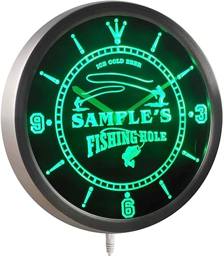 Miniatura 4 de AdvPro ncqx-tm - Reloj de pared LED personalizado con diseño de agujero de pesca con mosca