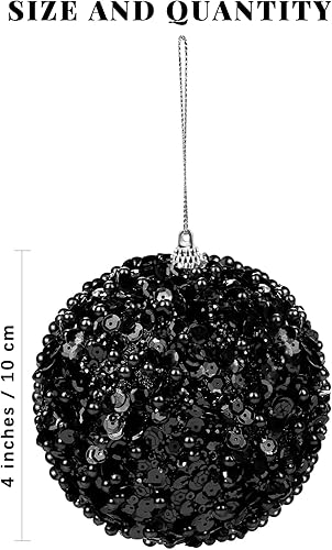 Miniatura 2 de MCEAST Juego de 8 adornos de bolas de Navidad de 4 pulgadas con lentejuelas y purpurina, adornos colgantes festivos para árbol de Navidad, casa,