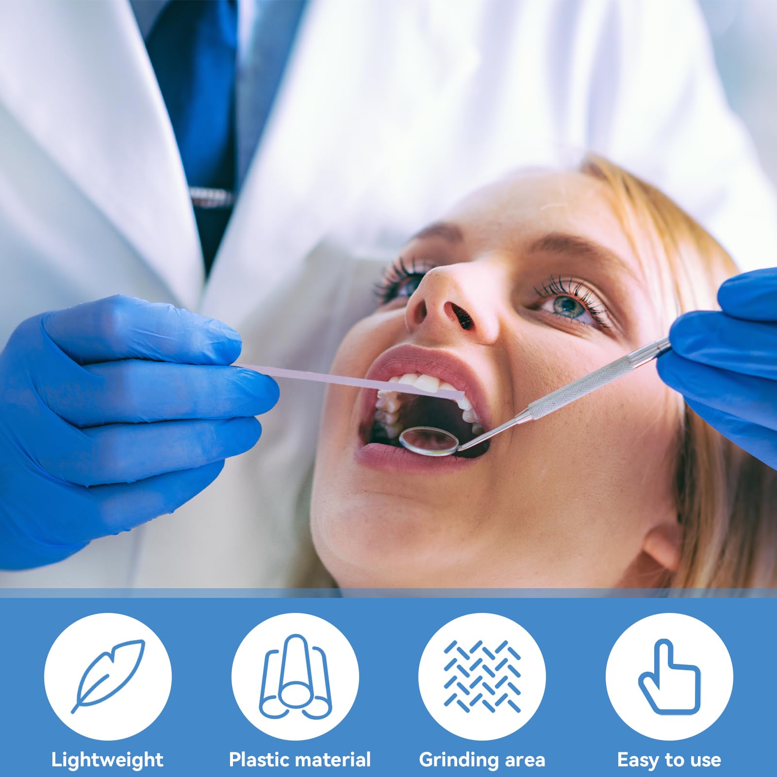 60 Strisce Abrasive Dentali, 4 X 150 Mm, 4 Tipi Strisce per Lucidatura Dentale Grossolane E Fini Carta Abrasiva, Faccette Dentali per La Cura Orale per Lo Sbiancamento Dei Denti, Pulizia Profonda Kit