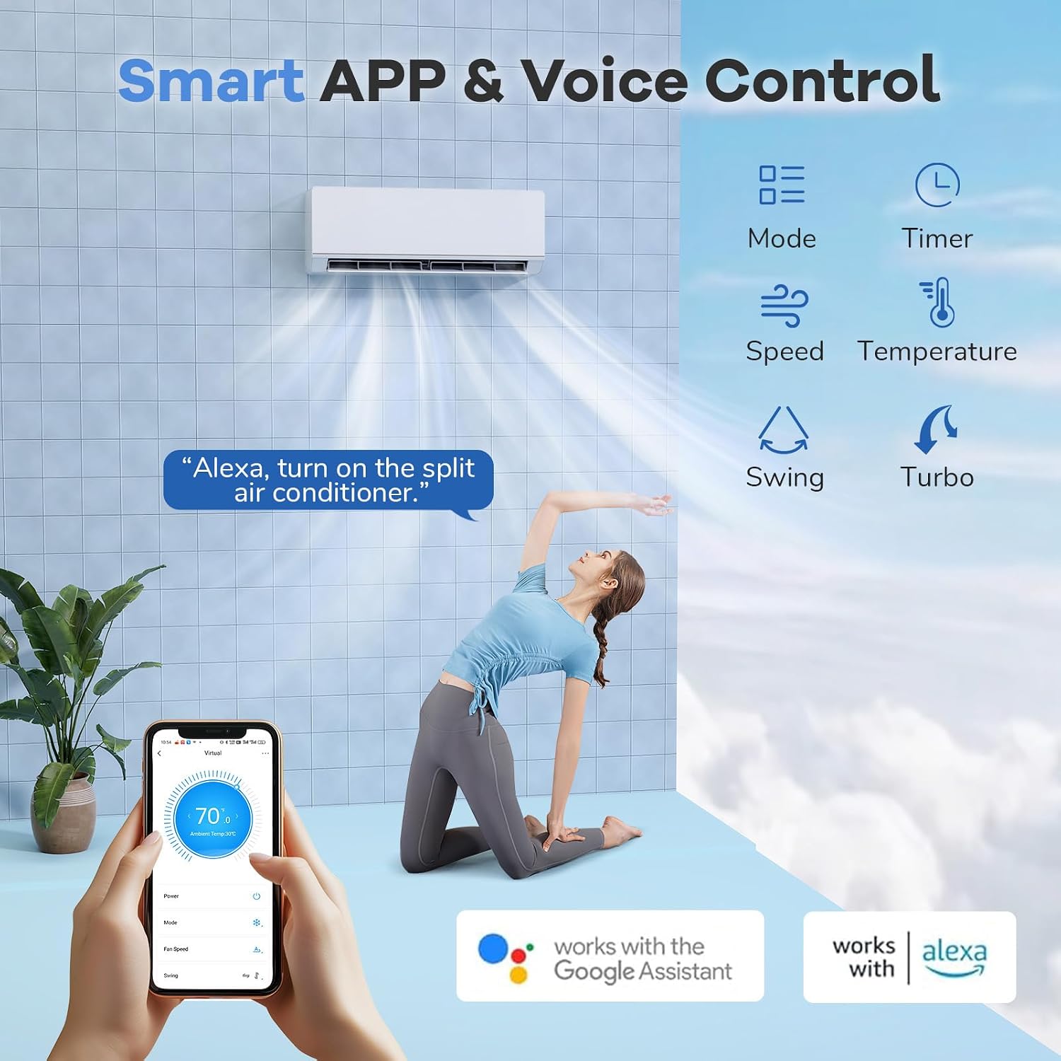 DORTALA 12000 BTU Mini Split Air Conditioner, 24 SEER2 208-230V Wifi Enabled Inverter Ductless Wall AC Unit & Heater with Remote, Installation Kit, Pre-Charged Heat Pump System for Alexa, White