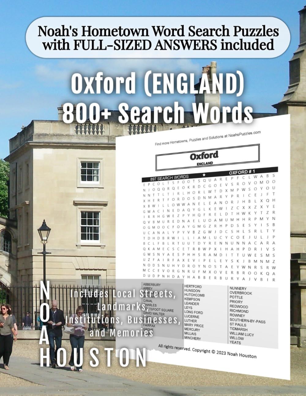 Noah's Hometown Word Search Puzzles with FULL-SIZED ANSWERS included OXFORD (ENGLAND): Includes Local Streets, Landmarks, Institutions, Businesses, and Memories