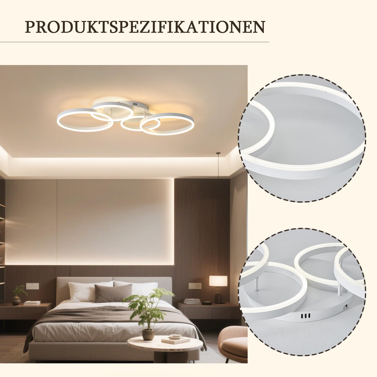 Deckenleuchte Dimmbar 40-60W, 100CM Deckenlampe LED Wohnzimmerlampe mit Fernbedienung APP Farbwechsel, Moderne lampe Dimming Deckenbeleuchtung Schlafzimmerlampe (Weiß)
