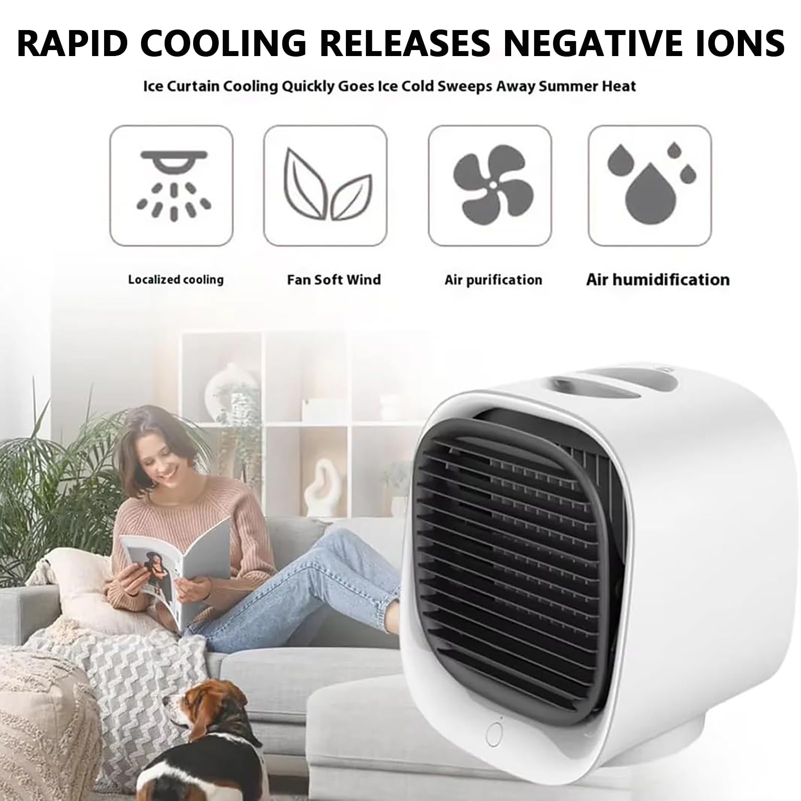 Ventilatore a Torre Piccolo, Ventilatore di Raffreddamento D'aria Personale Silenzioso con Funzione di Umidificazione, Velocità Regolabili, Funzionamento Silenzioso, Piccolo Raffreddatore D'aria pink