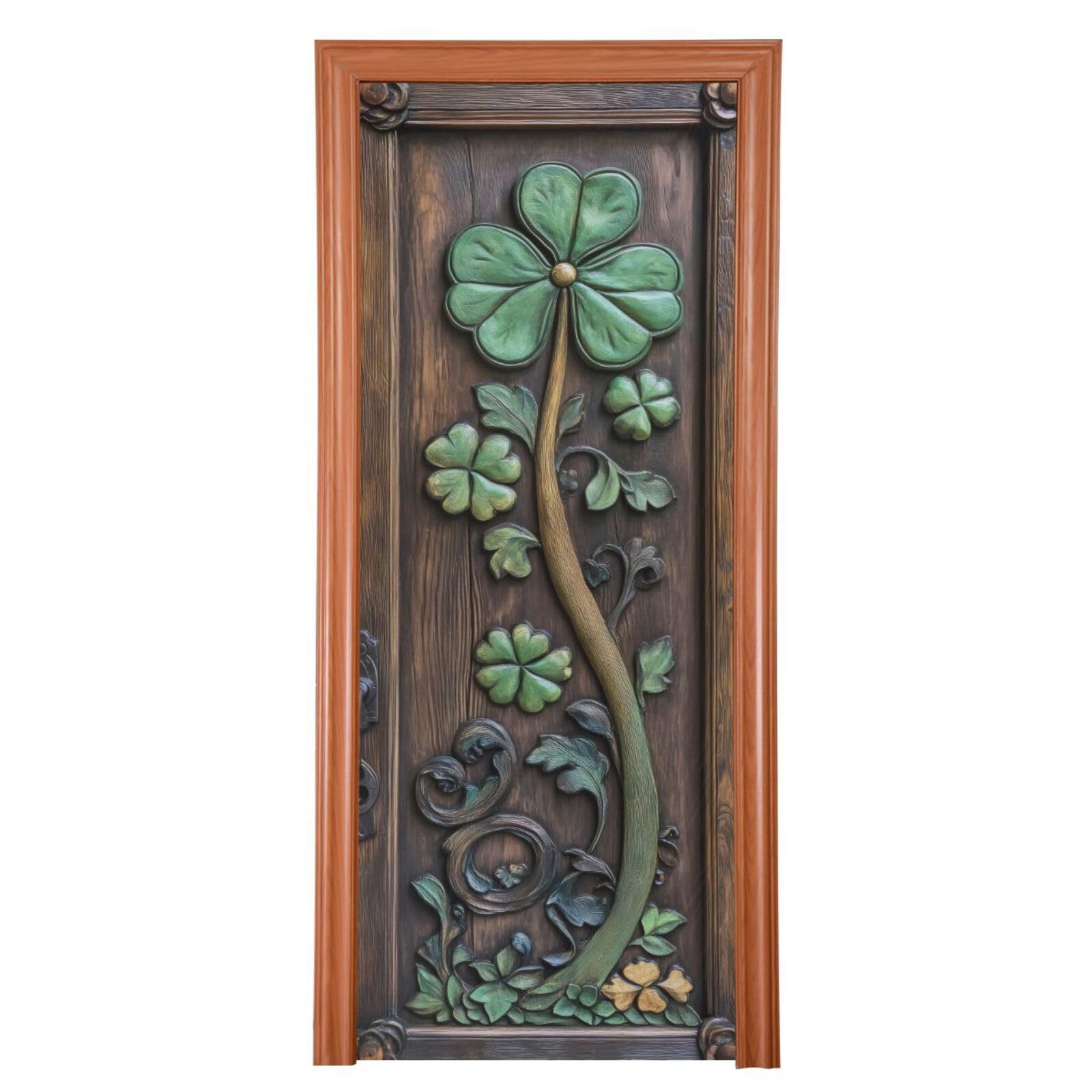 FLildon Clovers Door St Patrick's Theme Door Cover Decoration, Party Accessory Porch Decor for Festive Ornament Room Door Covers 32 x 79 Inch