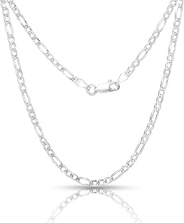 Authentic Solid Sterling Silver Figaro Link Diamond-Cut .925 ITProLux Necklace Chains 3MM - 7.5MM, 16" - 30", Silver Chain for Men & Women, Made in Italy
