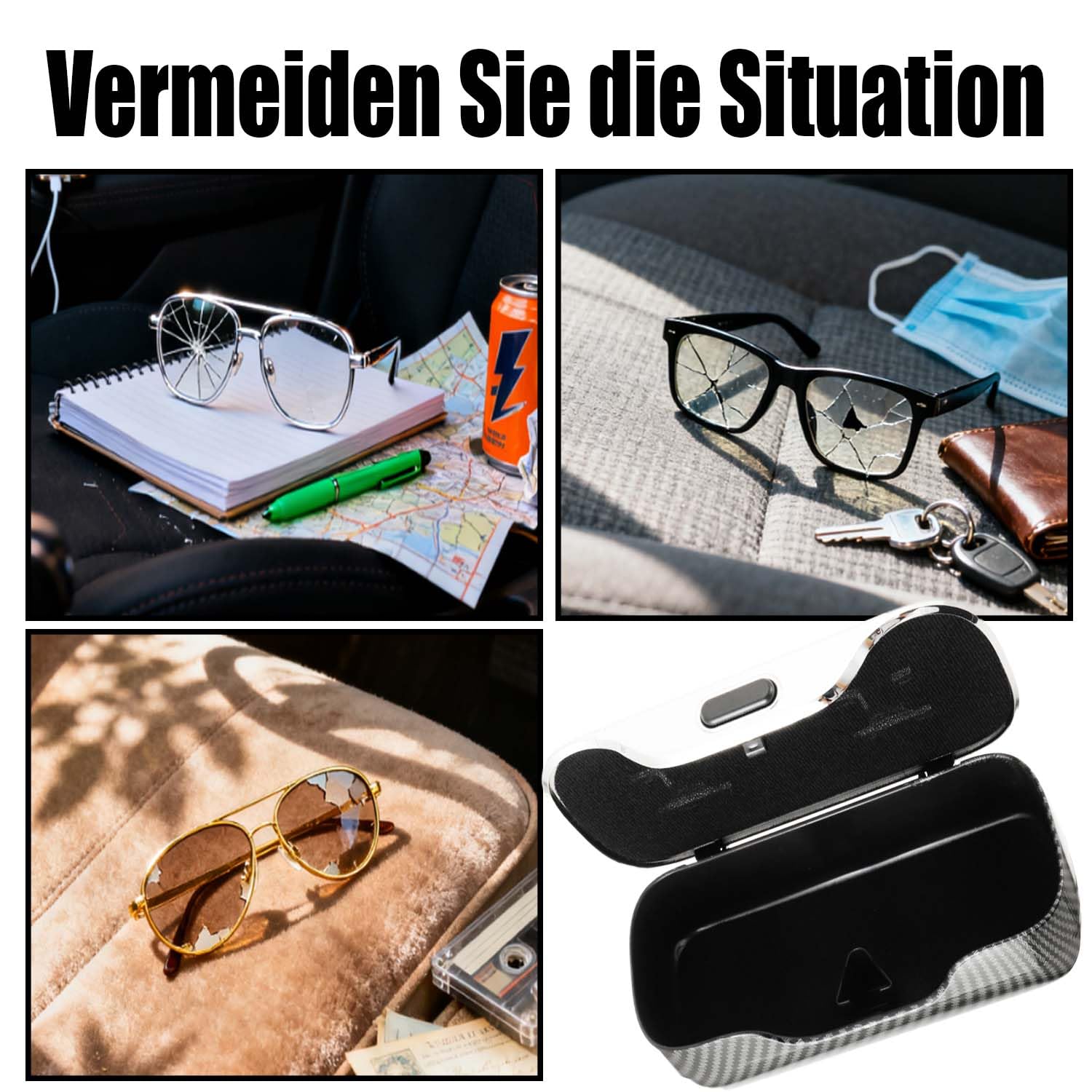 Portaocchiali per Visiera Auto, Soporte Portátil para Lentes De sol, Soporte para Gafas De sol para Coche con Acolchado De Fieltro, per Appendere Occhiali da Vista(Fibra di Carbonio)