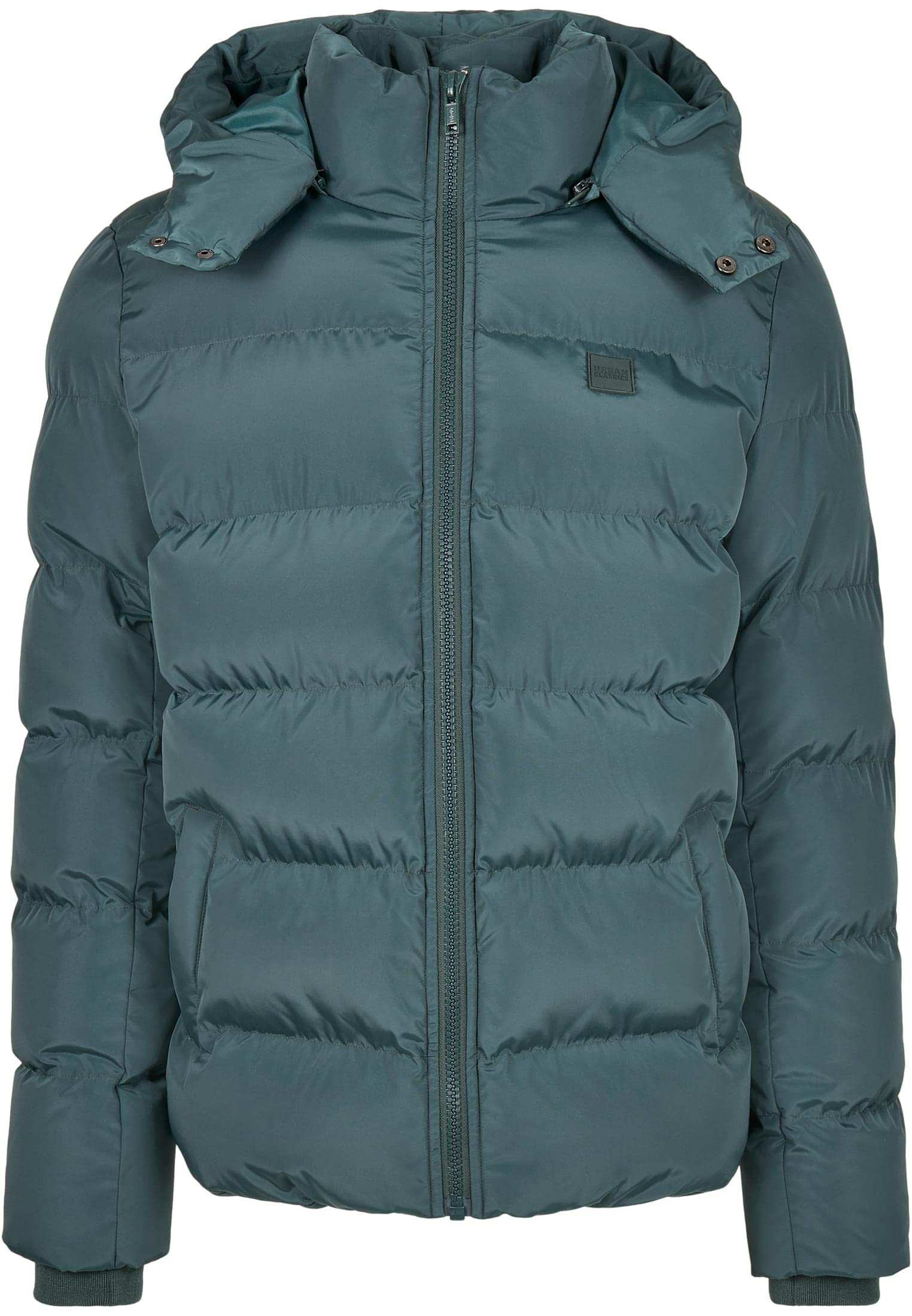 Urban Classics Men's Hooded Puffer Jacket with Quilted Interior, Bottle Green, XL