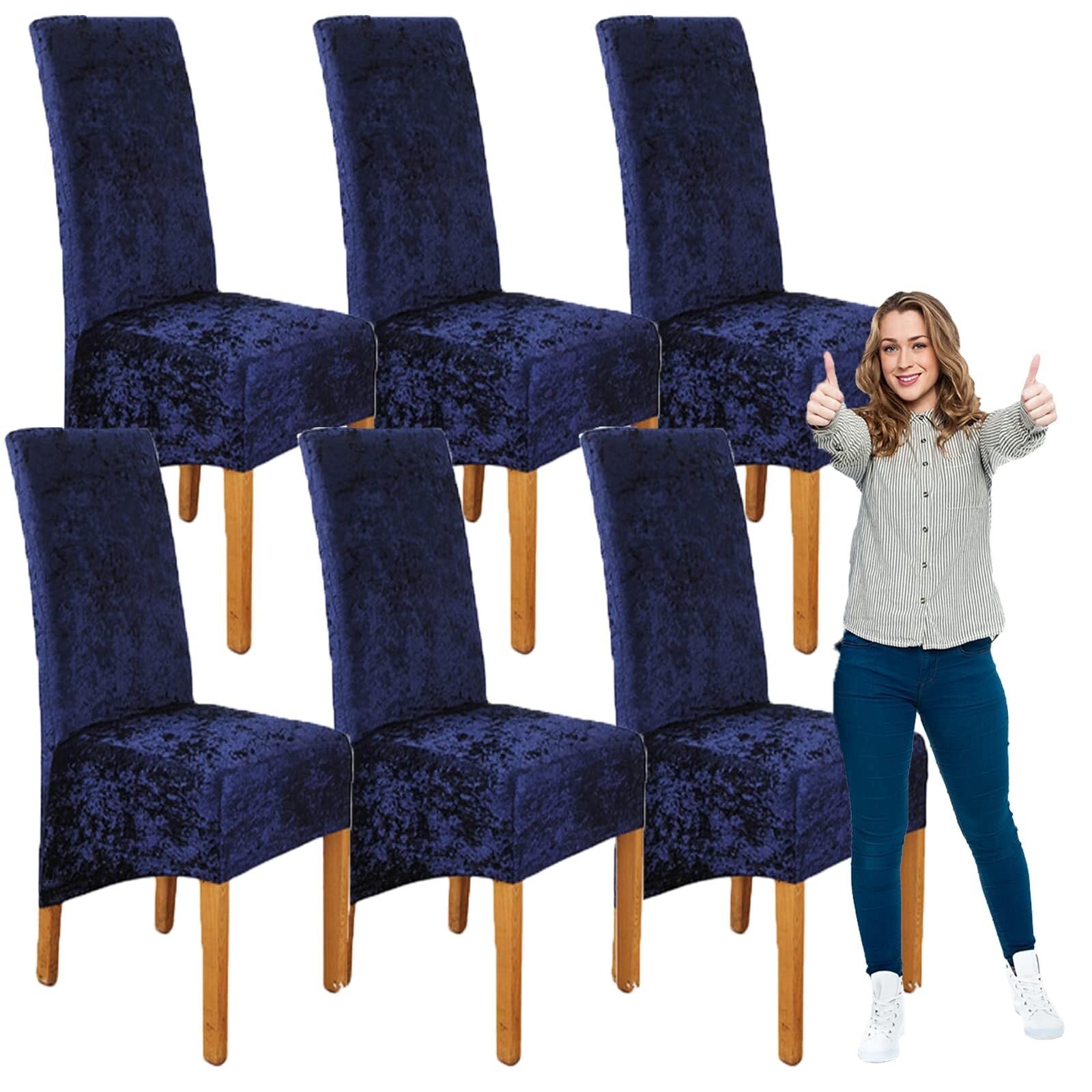 NMVAWIPT Crushed Velvet Dining Chair Covers Elastic Stretch Washable Removable Protective Seat For Wedding Banquet Party(#90,6pcs)