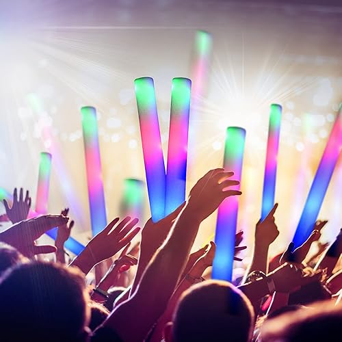 Miniatura 2 de Palitos brillantes a granel 200 barras de espuma LED que brillan en la oscuridad suministros de fiesta con 3 modos de parpadeo colorido para