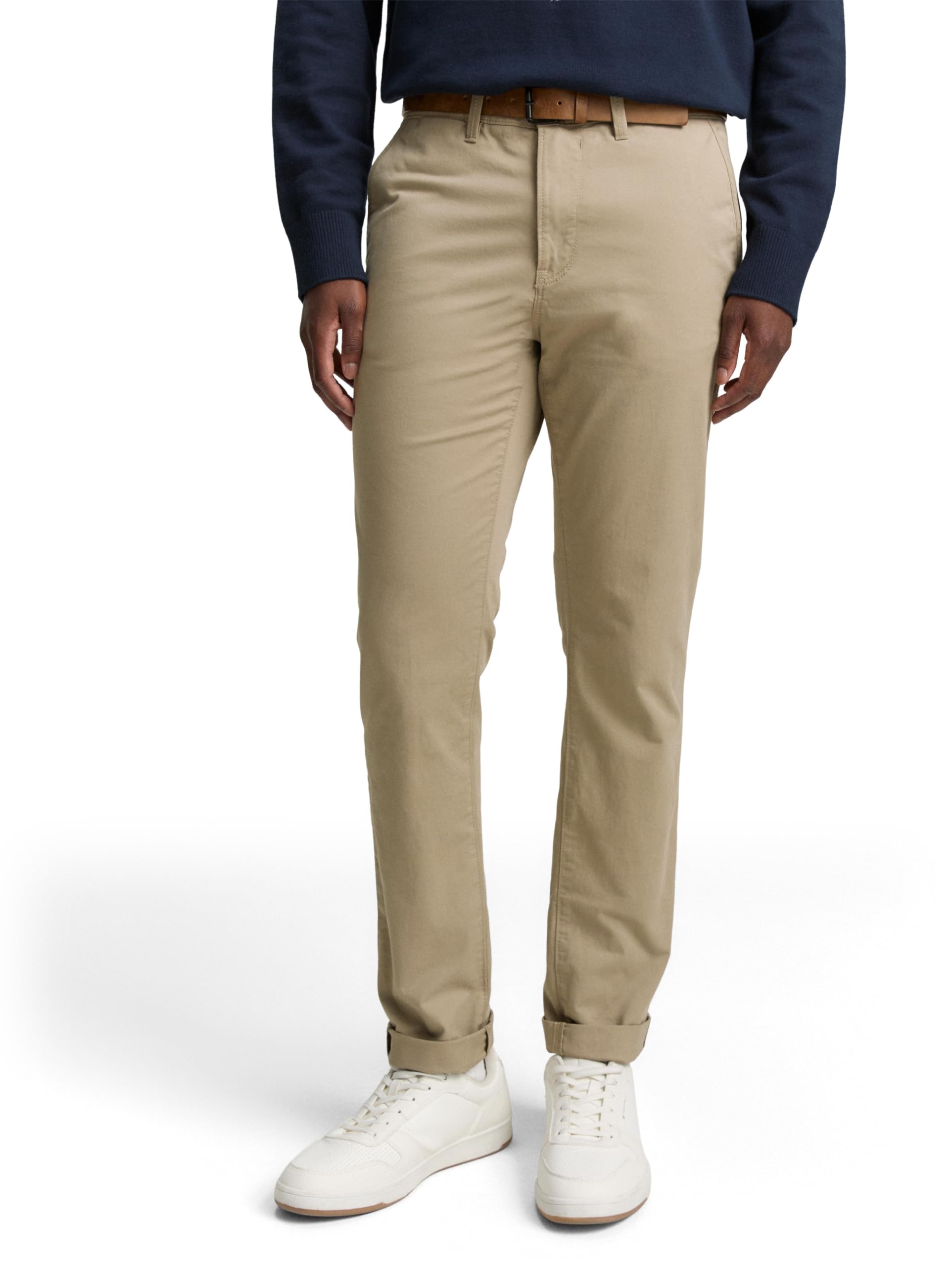 Tom Tailor Denim Herren Slim Chino Hose mit Gürtel