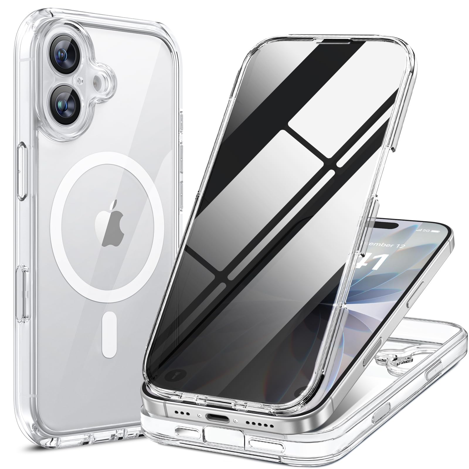 Miracase for iPhone 17 Case with Privacy Screen Protector, Clear