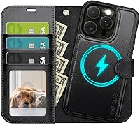 Vista 10 de OCASE Funda tipo cartera desmontable para iPhone 12 y iPhone 12 Pro con tarjetero [2 en 1] Funda de piel sintética con soporte de bloqueo RFID