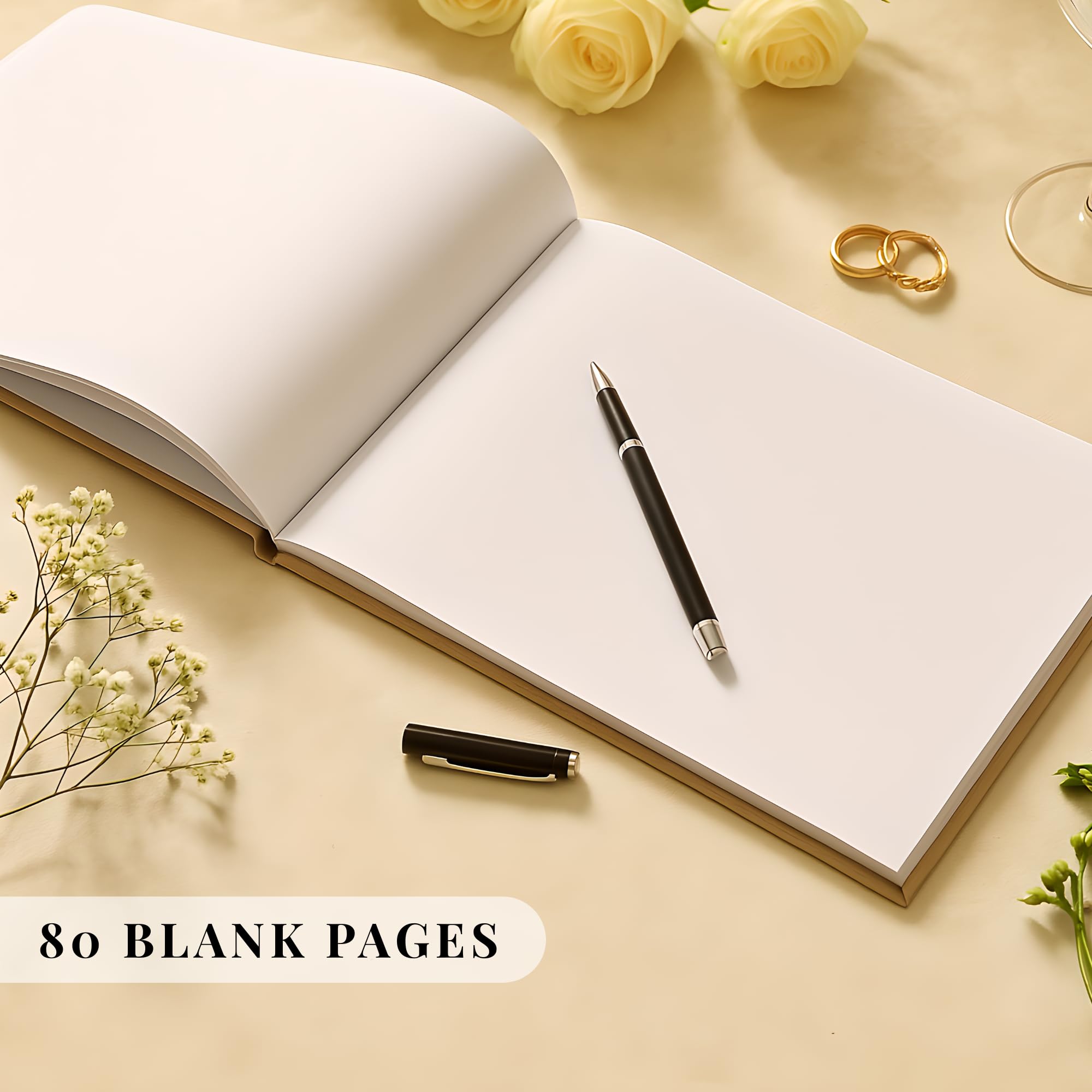 Livre d’or de mariage personnalisé – Livre photo Polaroid avec pages vierges, souvenir élégant pour les invités (crème lin)