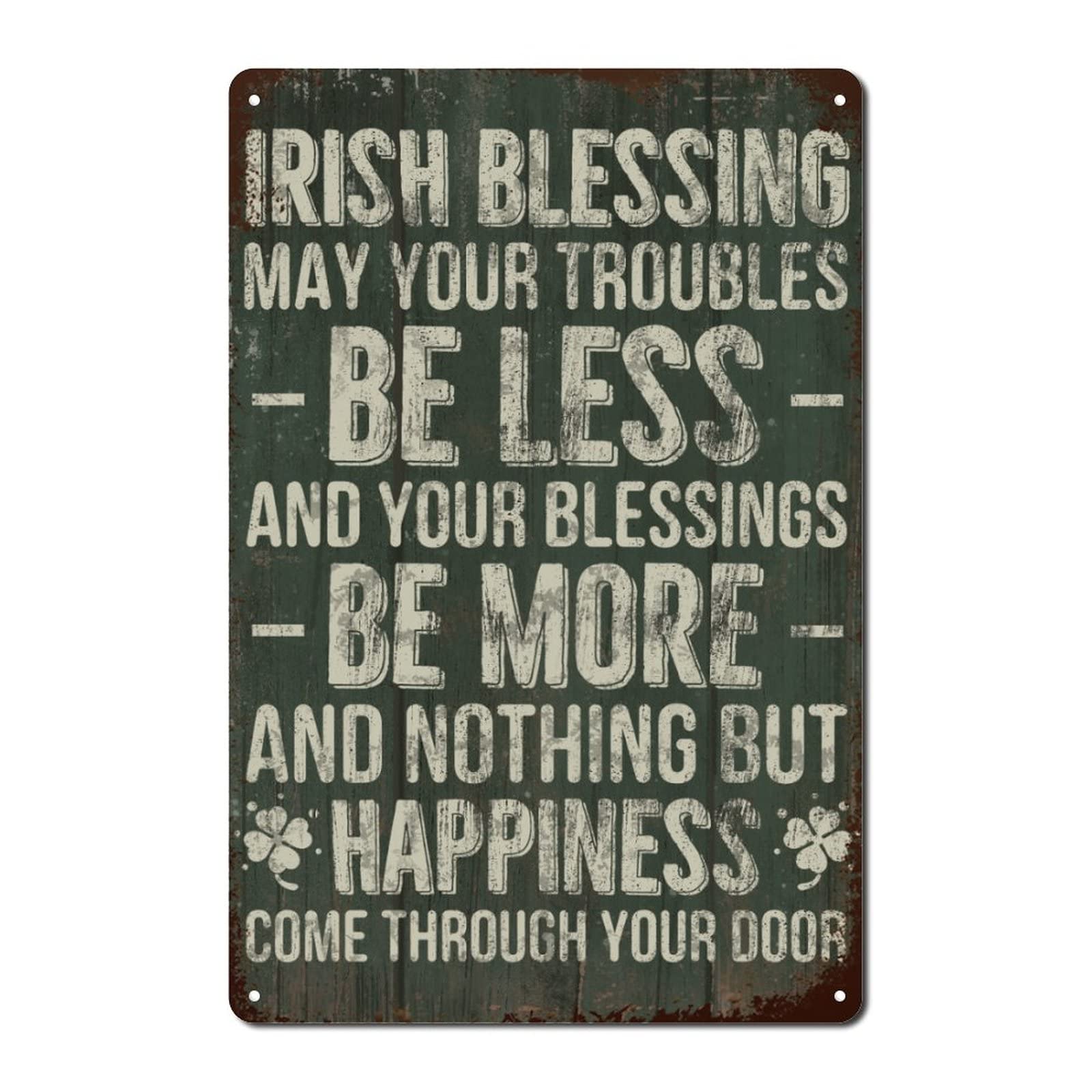 peiyeety Irish Blessing St.Patrick's Day Shamrock Lucky Vintage Metal Signs Decorative Tin Sign Metal Poster for Man Cave Garage Home Bedroom Pub Wall Art Holiday Decor 12x8