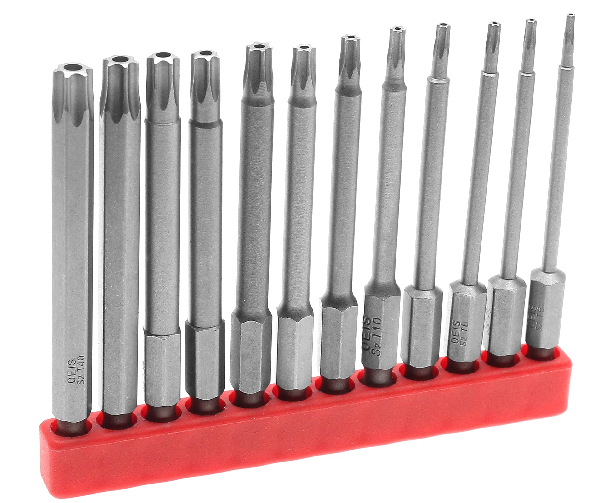 12-teiliges Torx Security Bitset – Größen T8 Bis T55, Aus S2-Stahl, Mit Sicherheitsloch