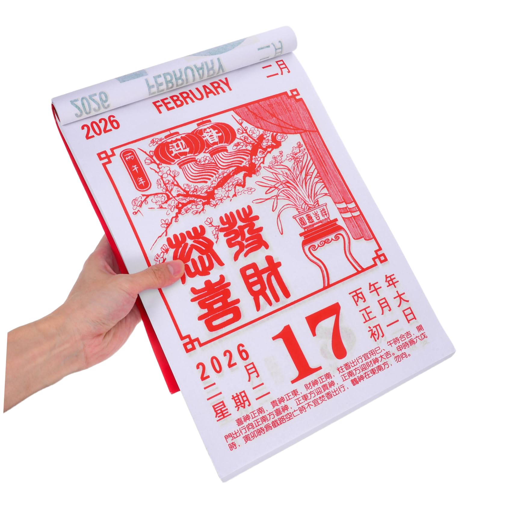 DOITOOL Calendario Chino Antiguo de Pared Diseño Desprendible Diario de Año del Caballo Calendario Lunar Decoración Feng Shui de Hogar y Oficina