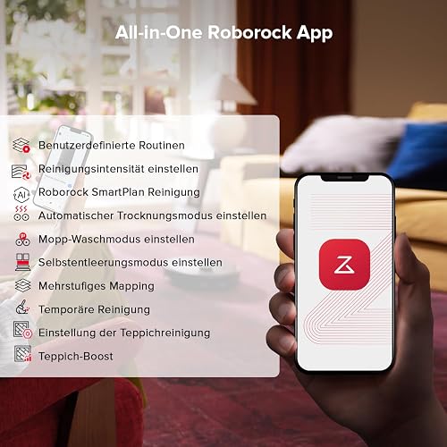 roborock Qrevo S5V Saugroboter mit Wischfunktion&Hebarem Wischmopp, 12.000Pa Saugkraft, Zero-Tangle System, Warmlufttrocknung, Intelligente Hindernisvermeidung, Multifunktions-Dockingstation (Schwarz) - 9