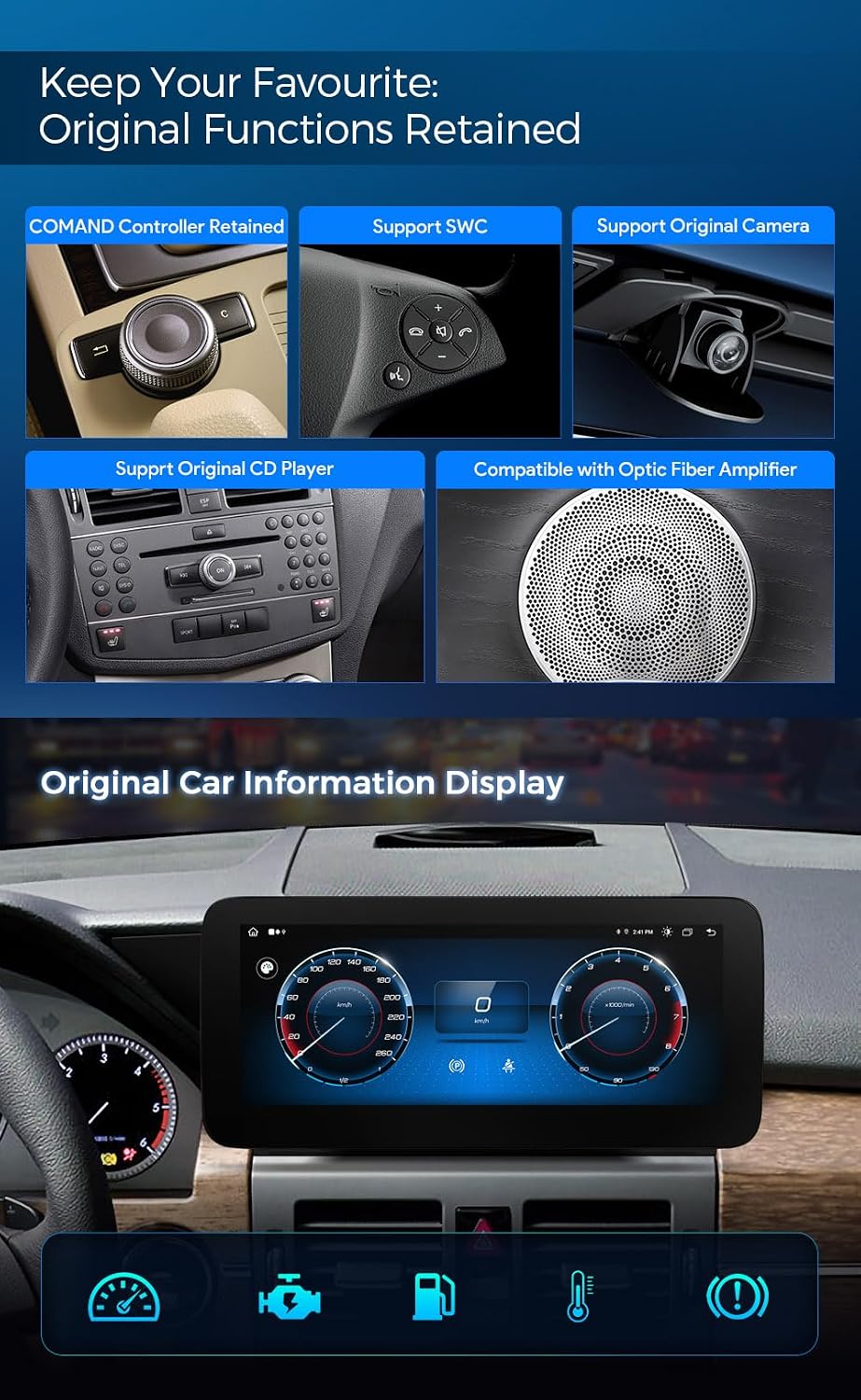 XTRONS 10.25 Inch Android 13 Car Stereo for Mercedes Benz GLK-Class X204 (2008-2012) NTG 4.0, IPS HD Screen 8+128GB Global 4G Car Radio GPS Navigation Support Wireless Car Play Android Auto