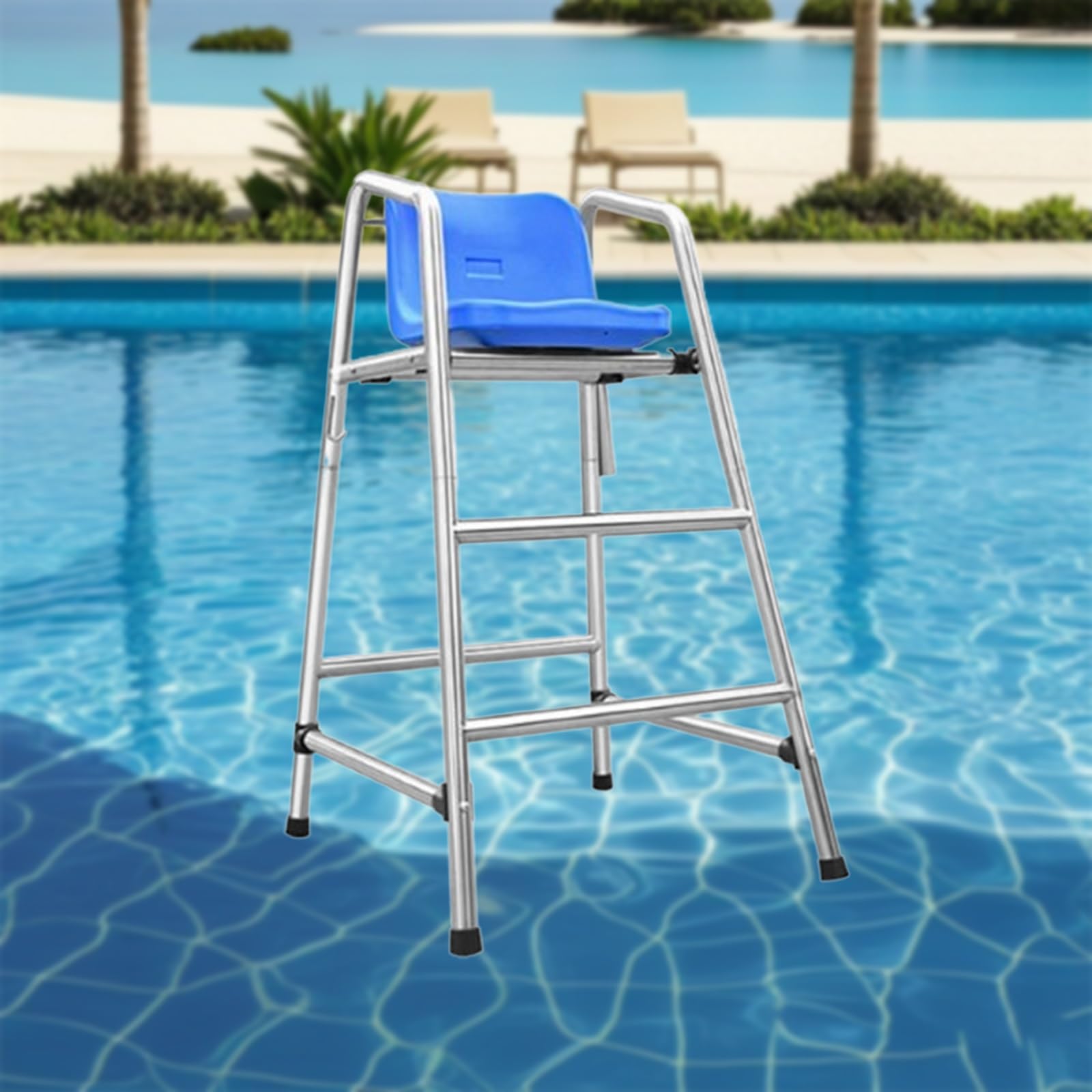 Chaise de Sauveteur en Acier Inoxydable réglable de 136 kg pour piscine