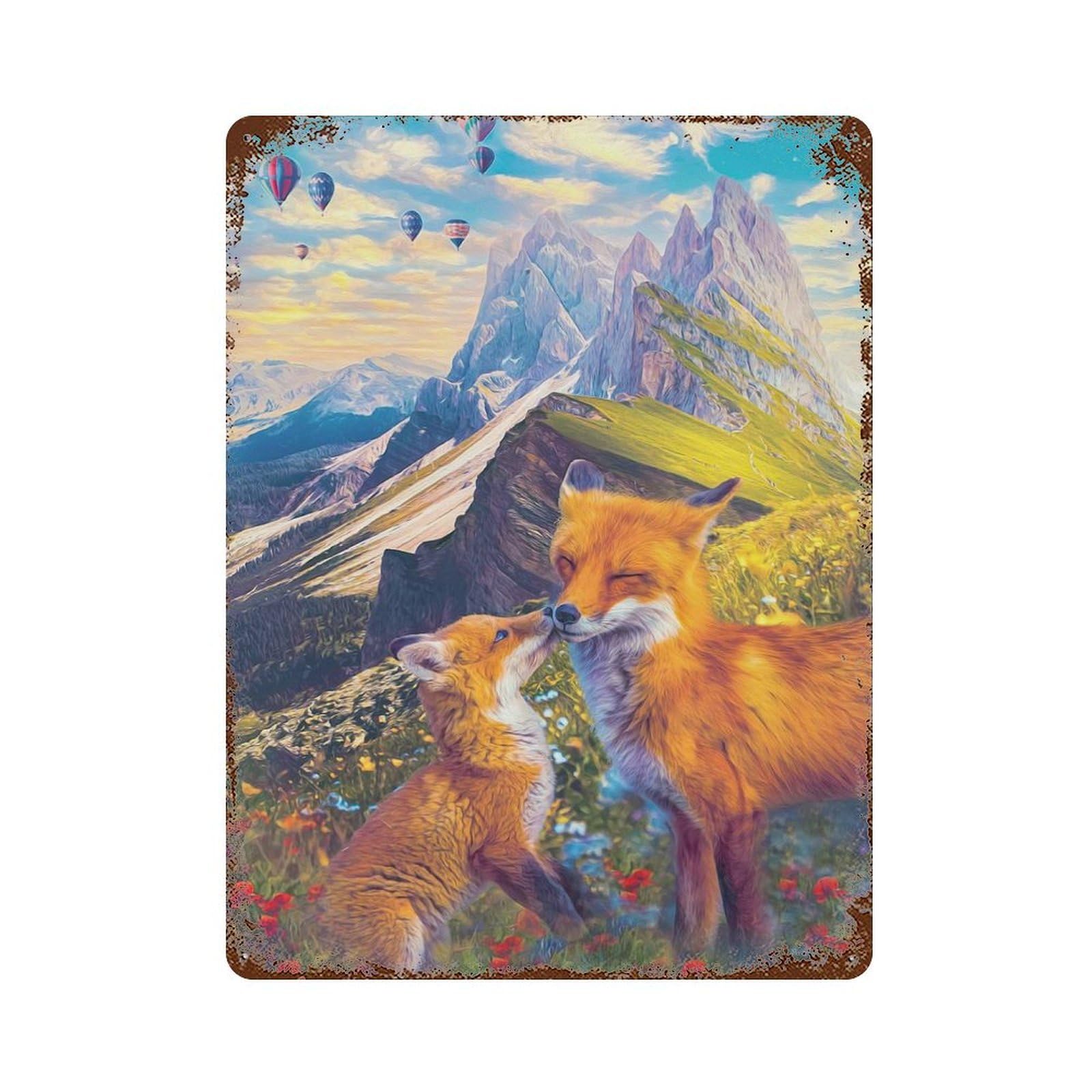 Besitos Rust Effect Tin Sign 15.7"x11.8", Ideal for Farmhouse, Kitchen And Entryway Decor