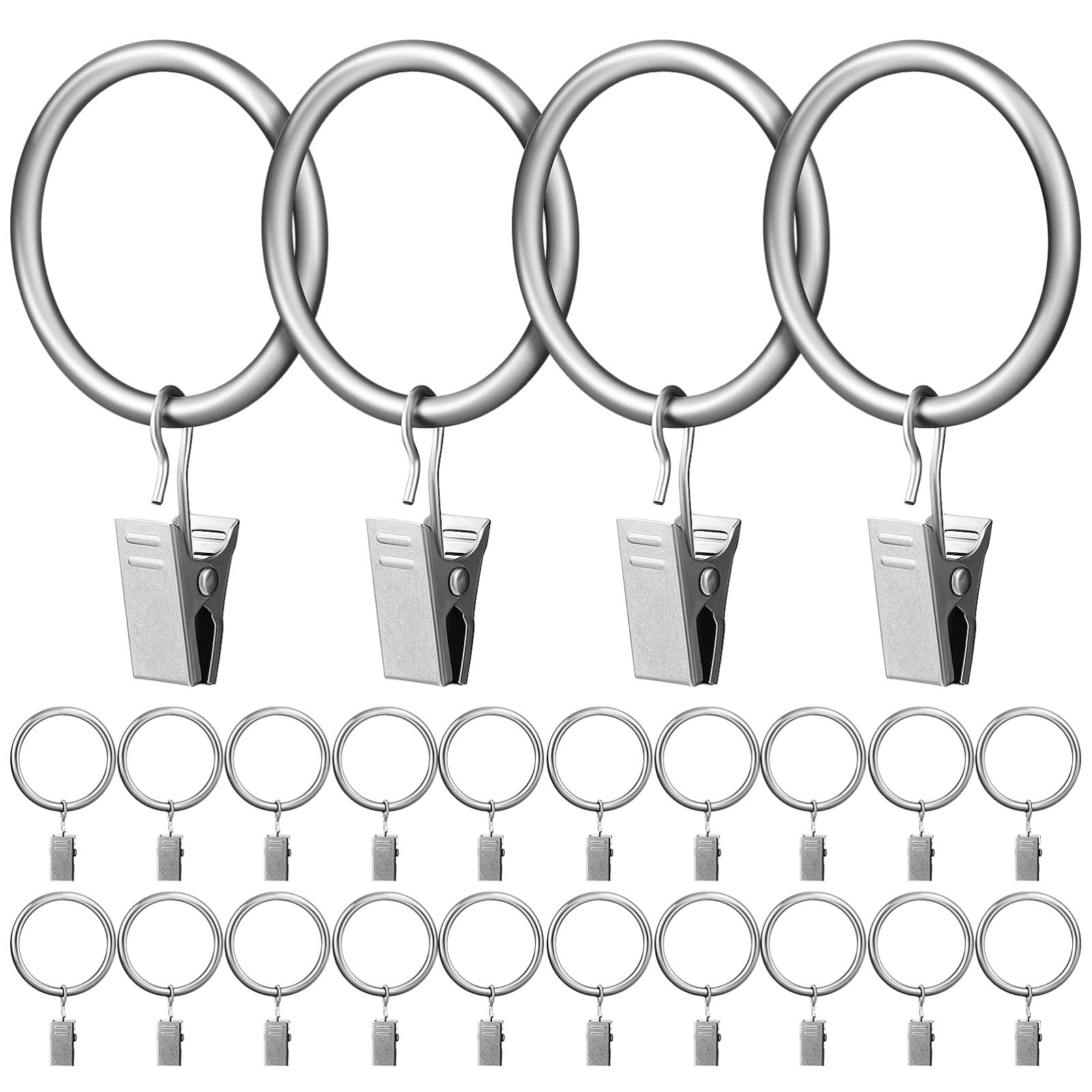 Healifty Metal Curtain Rings with Clips 24pcs Curtain Hangers Clips Drapery Clips with Rings Inner Diameter 32mm for Art Craft Display Garden Courtyards Decoration