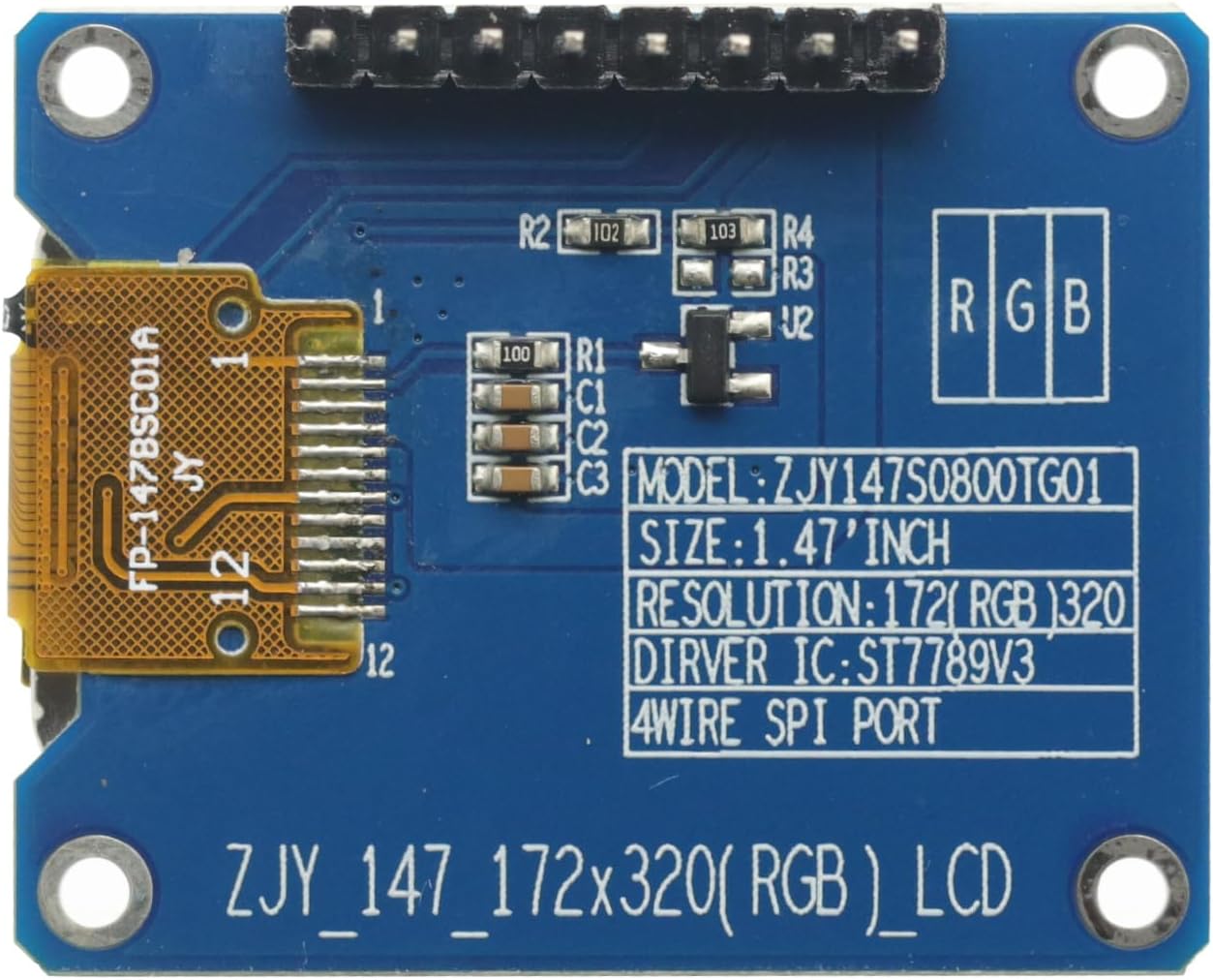 1.47 inch 172x320 SPI Full Color TFT HD IPS Screen LCD LED Display Module ST7789