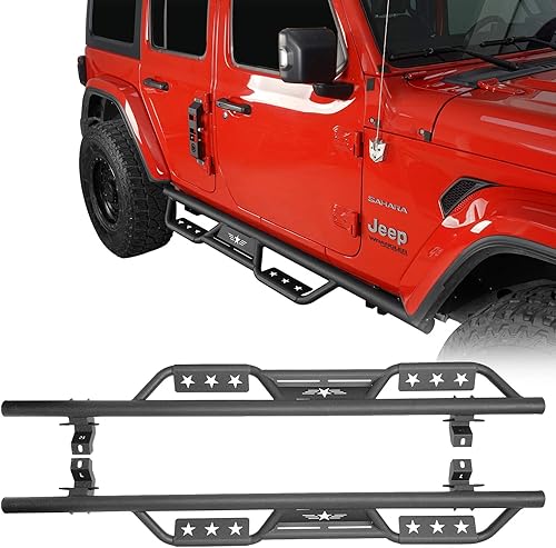 JLU Unlimited - Estribo lateral Nerf Bars de acero compatible con Jeep Wrangler JL 2018 2019 2020 2021 2022 2023 2024 2025 4 puertas (no apto para