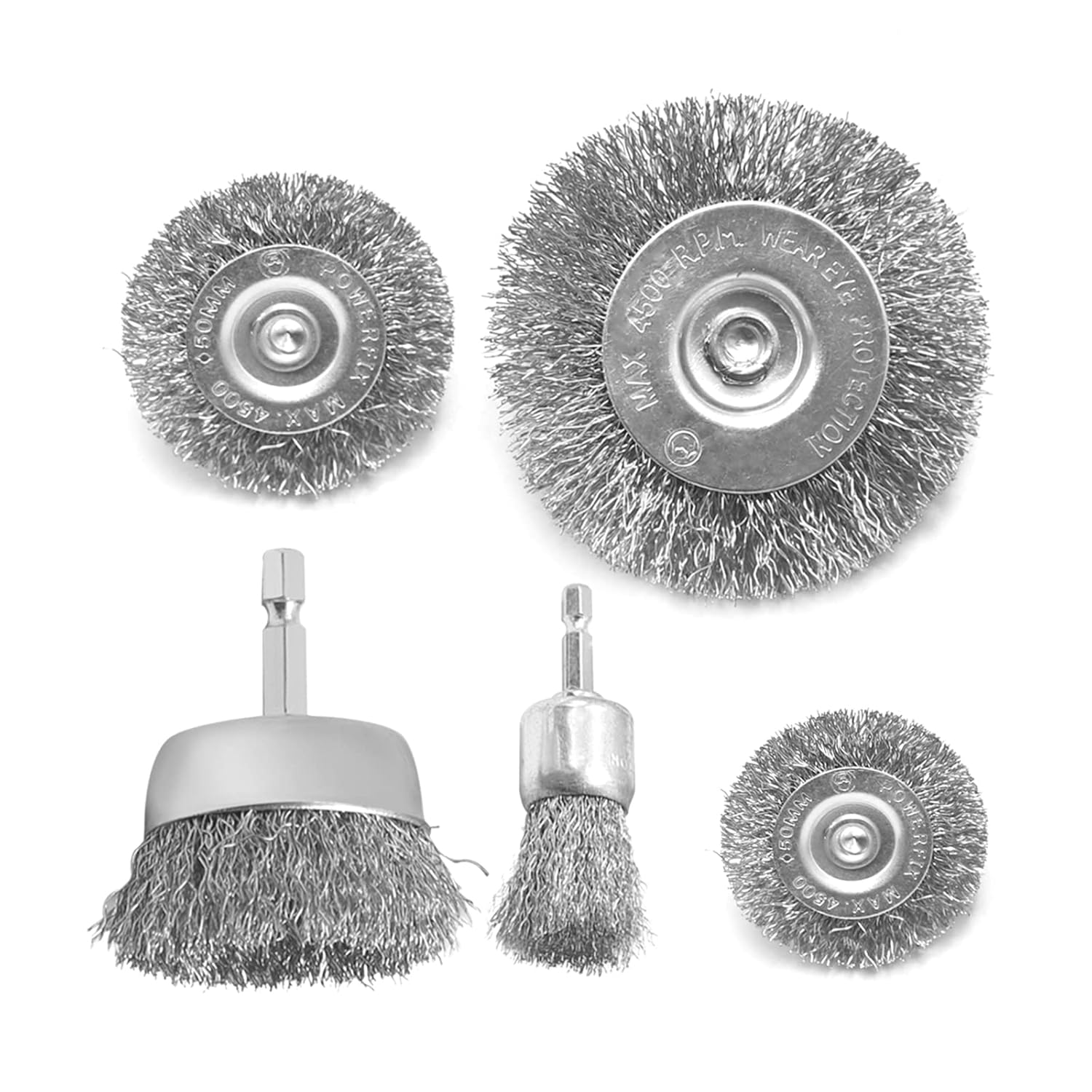 Wire Brush for Drill Wheel Steel Cup (6 Pcs) 1/4 Inch Arbor Abrasive