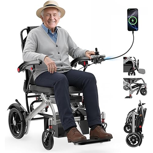 Electric Wheelchair for Adults, 36LBS Lightweight Electric Wheelchairs, 500W Brushless Motor Power Wheelchair, Foldable Motorized Wheelchair for Seniors, Airline Approval, 15Miles, MF-4