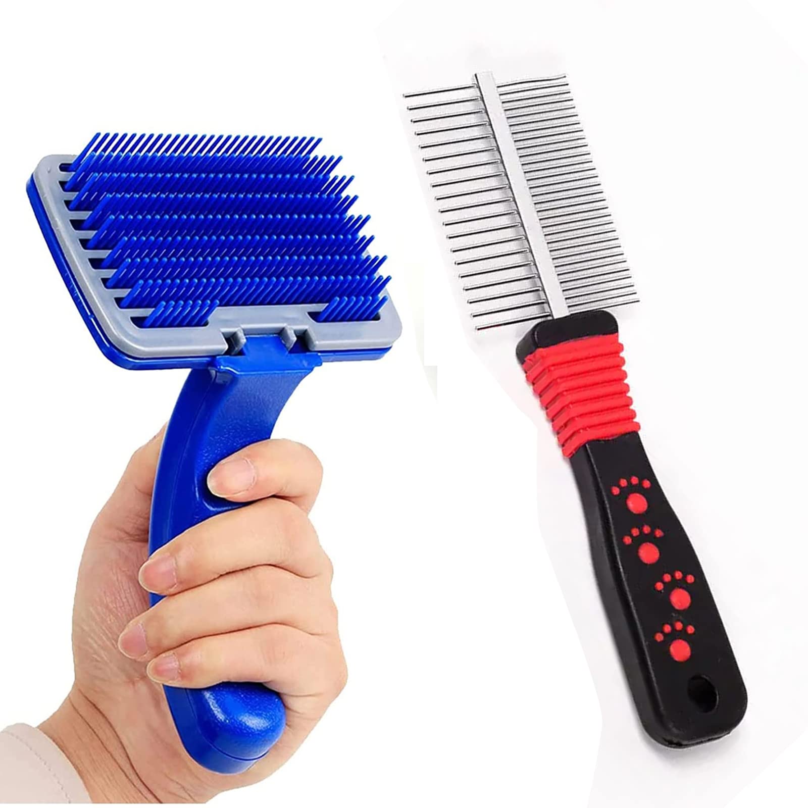 Emily Pets Dog Grooming Kit -Dog Plastic Slicker Brush with Press Key for Puppies and Dogs and Pet Double Side Comb for Dog, Puppy, Cat, Hamster, Rabbit(Pack 2, Multi Color) (B0BWN5VLDB) Amazon Price History, Amazon Price Tracker
