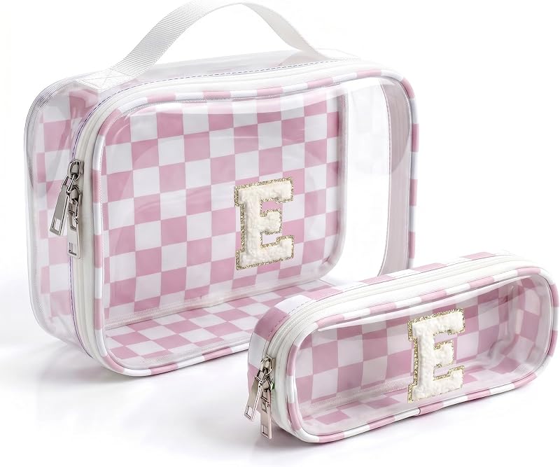 Necessaires LETGO com iniciais, conjunto com 2 peças, Pink&Beige