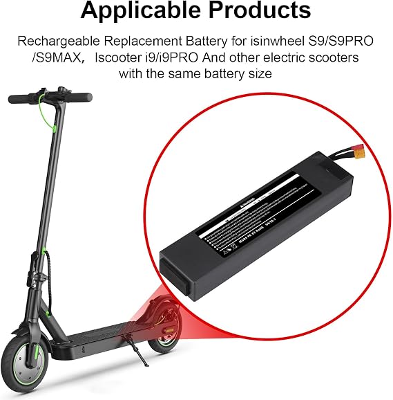 36V Electric Scooter Battery- 7500mAh High Capacity Battery Replacement for iScooter i9/i9 Pro or isinwheel S9/S9Pro/S9Max Scooters, Compatible with 5th Wheel V30 Pro Scooter