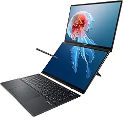 ASUS Notebook Zenbook Duo, tela sensível ao toque OLED WUXGA de 14 polegadas, certificação Intel Evo, CPU Intel Core Ultra 7, Intel Arc Graphics, 16 GB de RAM, SSD de 1 TB, Windows 11, cinza Inkwell,