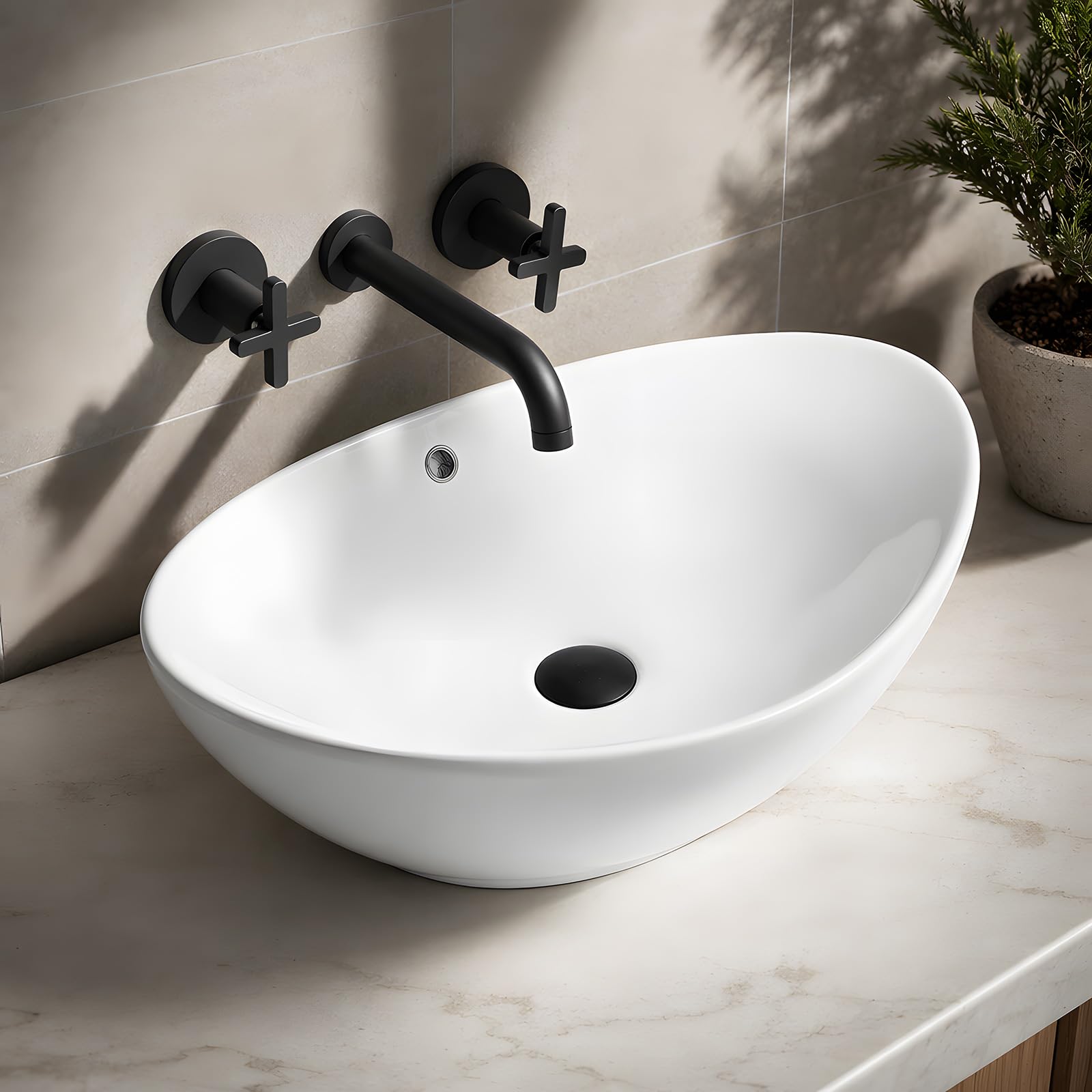 Photo 1 of NUESTRA VIDA Bathroom Vessel Sink, 23x15.2x7.7 in, White Ceramic