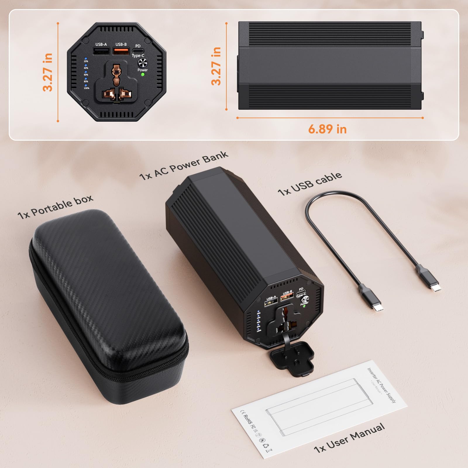 Powerstation - Batteria esterna da 98 wh, con presa AC da 100 W, con connettore USB, universale, caricatore da viaggio per laptop, MacBook Pro, notebook, tablet Gopro, cellulare, esterno P8