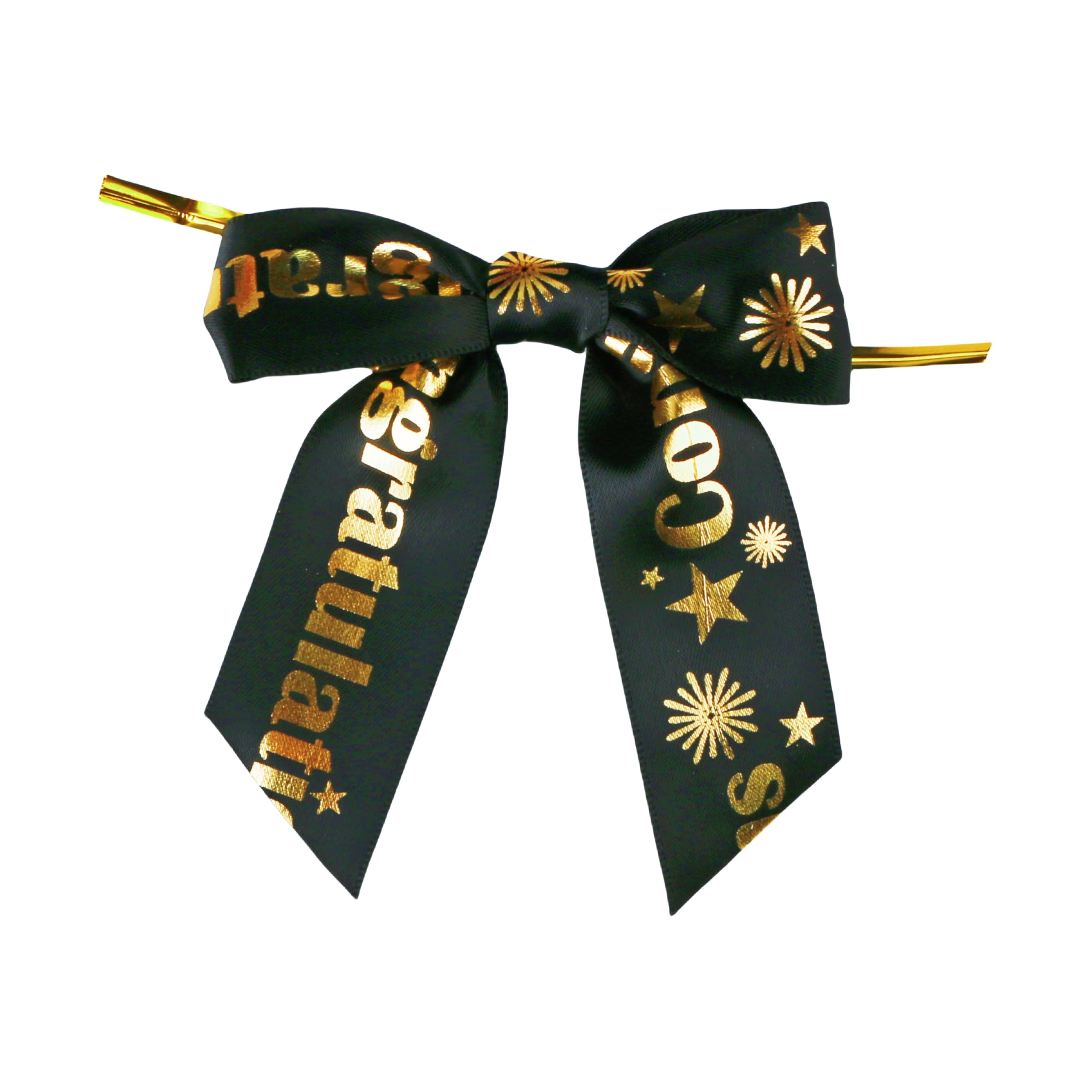 Meseey 24-Pack Black Satin Graduation Ribbon Bows with Twist Ties Pre-Made 3x3 Inch Congrats Grad Decor for Parties, Gifts & Caps (Black, 3 x 3 Inch)