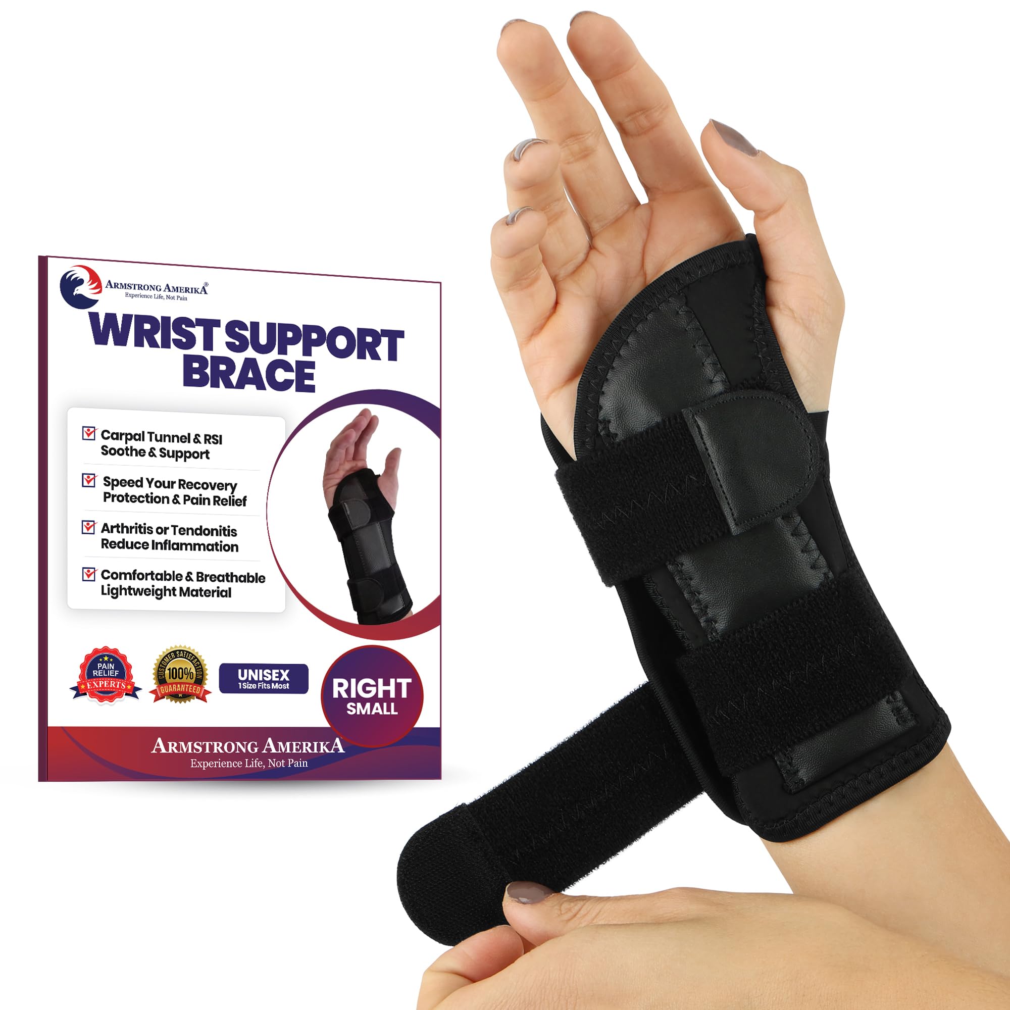 Carpal Tunnel Wrist Brace Night Support - Wrist Splint Arm Stabilizer & Hand Brace for Carpal Tunnel Syndrome Pain Relief Compression Sleeve for Forearm Wrist Tendonitis Pain Treatment (Small, Right)