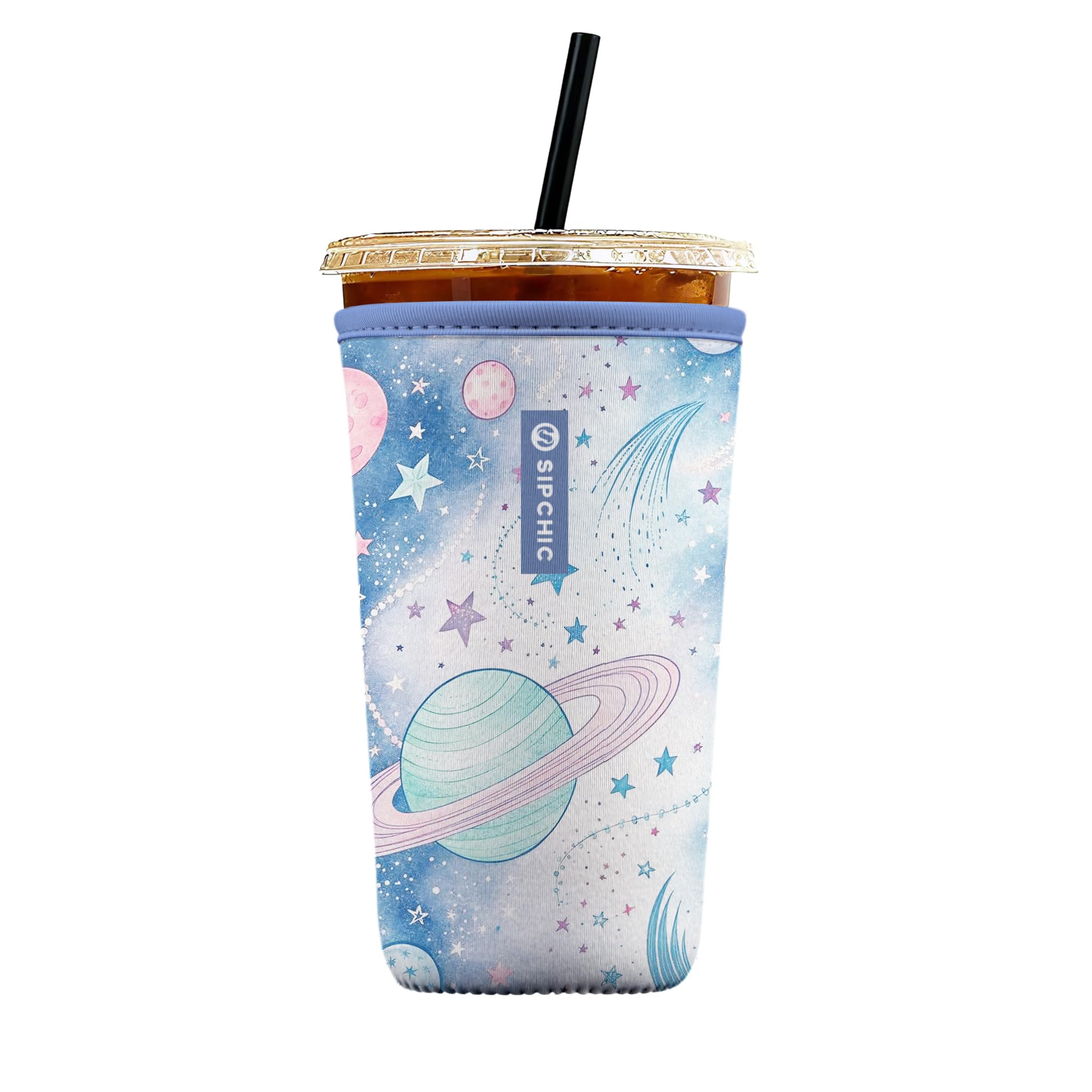 Iced Coffee Sleeve – Neoprene Reusable Cup Sleeves for Drinks, Insulated Drink Sleeves to Keep Hands Dry &amp; Drinks Cold, Stylish &amp; Durable Coffee Sleeves (Cosmic Dreams, Large: 30-32oz)