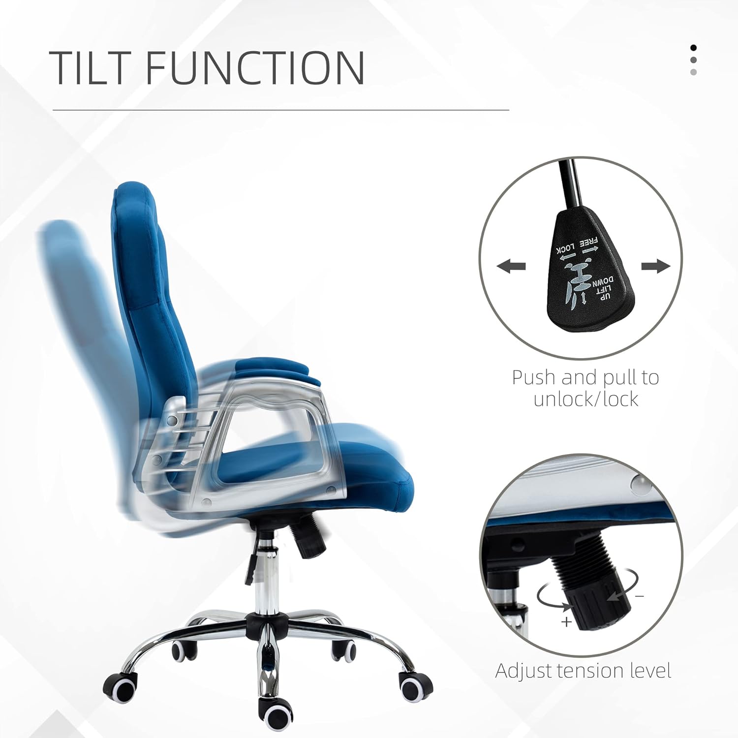 Diagram showing how to adjust chair height