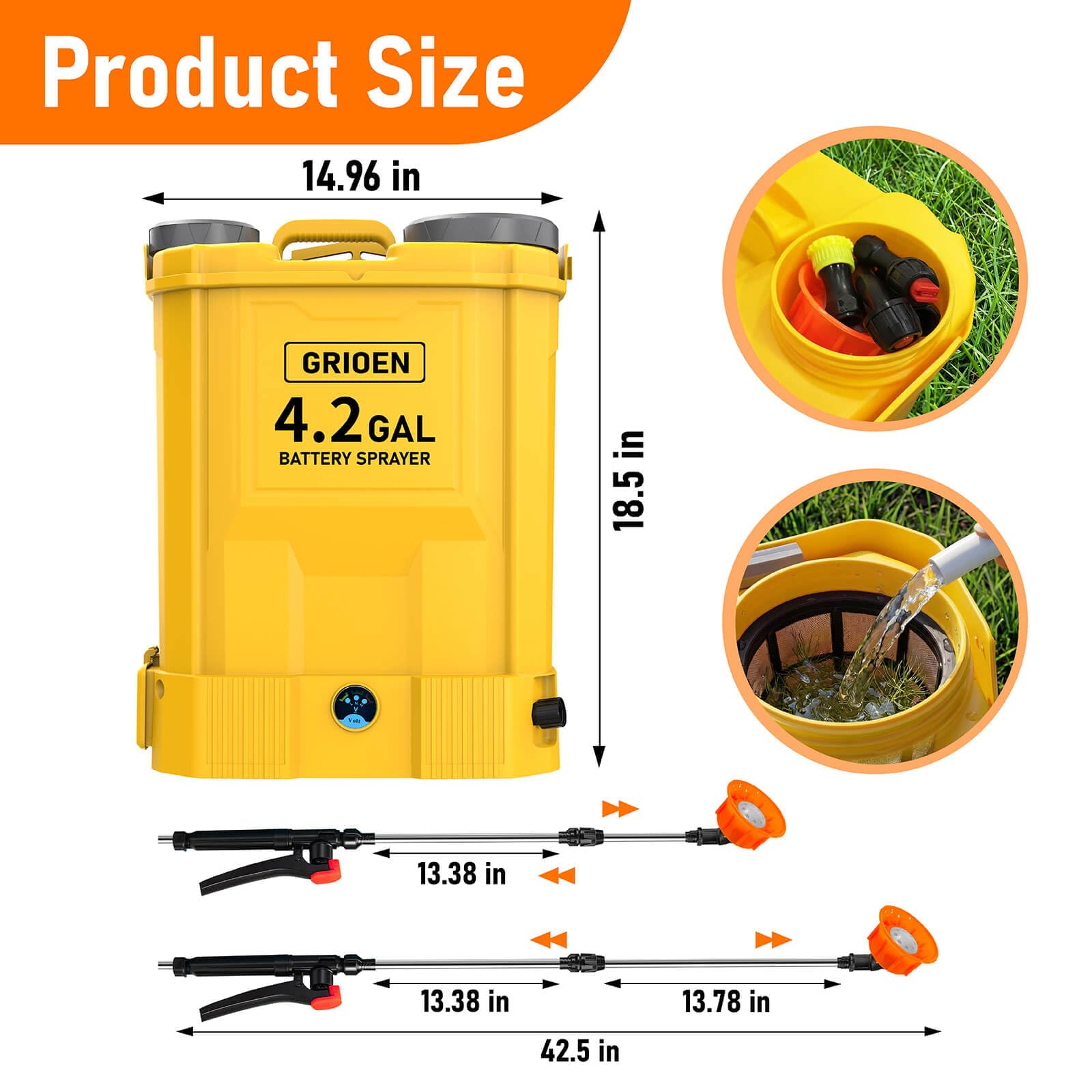 Zasilany bateryjnie opryskiwacz plecakowy kompatybilny z akumulatorem DeWalt 20 V MAX – elektryczny opryskiwacz do chwastów 100 PSI, opryskiwacz ogrodowy (bez baterii) z 5 dyszami do zwalczania