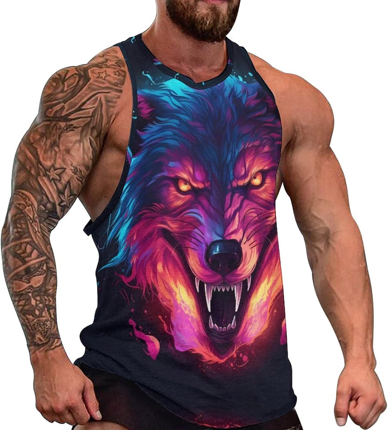 MARSVOVO Tank Tops for Men Animal Print Sport Tank Summer Sleeveless Workout T-Shirts Fitness Vest Athletic Undershirts