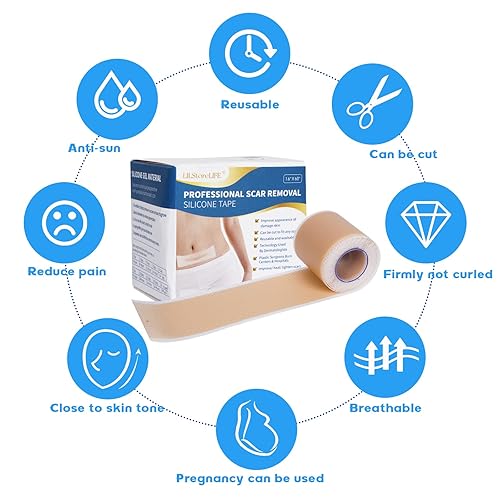 Miniatura 7 de Hojas de silicona para cicatrices, rollo de cinta de silicona para cicatrices (60 x 1.6 pulgadas), tratamiento profesional de eliminación de